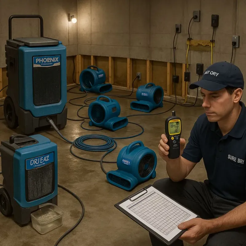 Structural Drying and Dehumidification process in Whitehall, WI